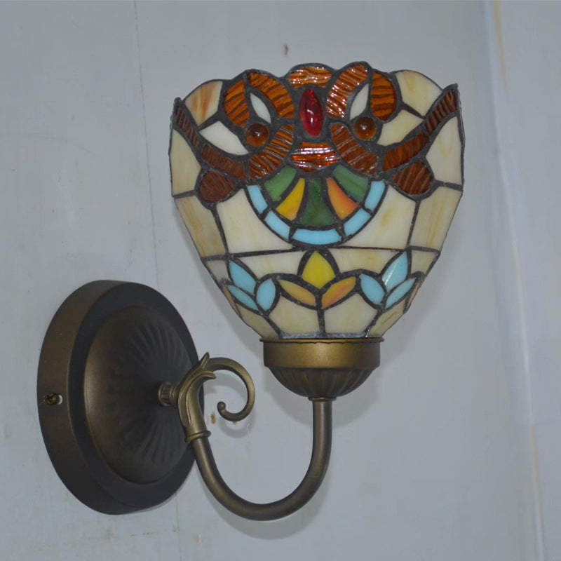 Brass 1 Head Wall Sconce Lighting Victorian Hand Cut Glass Geometry Wall Light for Dining Room
