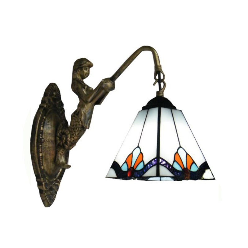 Brass 1 Head Wall Sconce Lighting Victorian Hand Cut Glass Geometry Wall Light for Dining Room