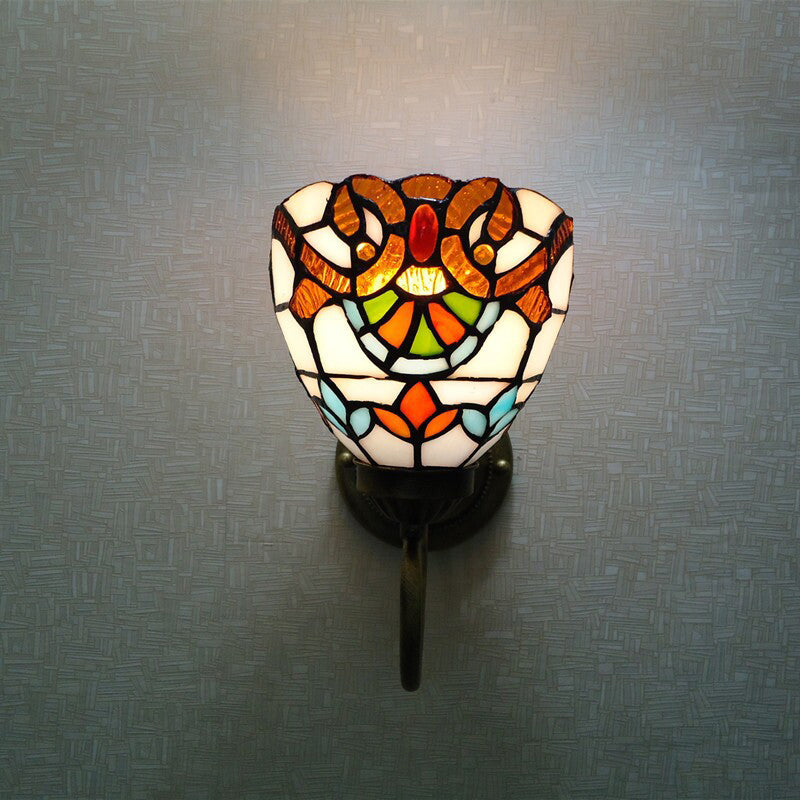 Bell Shade Cut Glass Wall Light Sconce Victorian 1 Bulb Yellow Wall Mounted Lamp