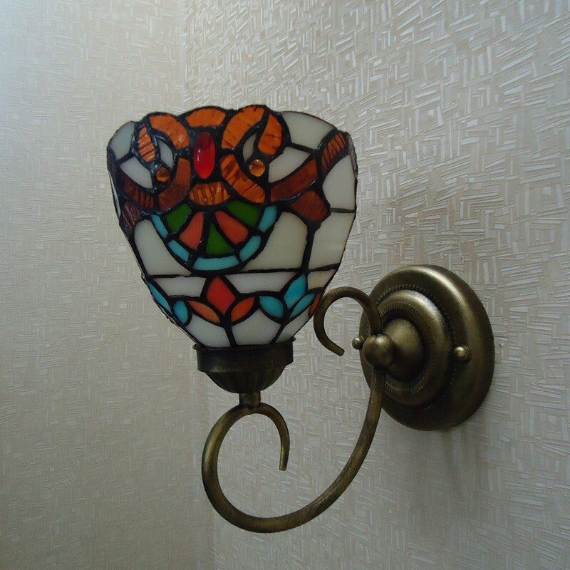 Bell Shade Cut Glass Wall Light Sconce Victorian 1 Bulb Yellow Wall Mounted Lamp