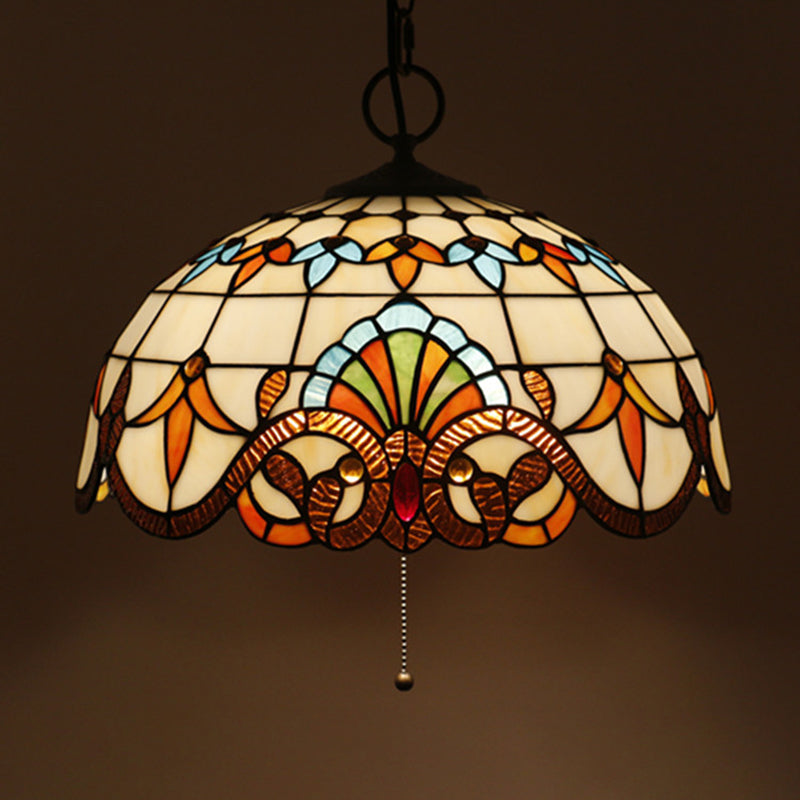 Lámpara de colgante de vidrio cortado en el tazón victoriano victoriano de 3 luces para el techo colgante para el comedor