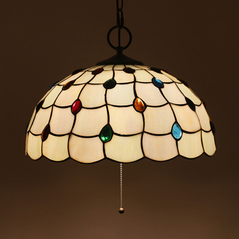 Lámpara de colgante de vidrio cortado en el tazón victoriano victoriano de 3 luces para el techo colgante para el comedor