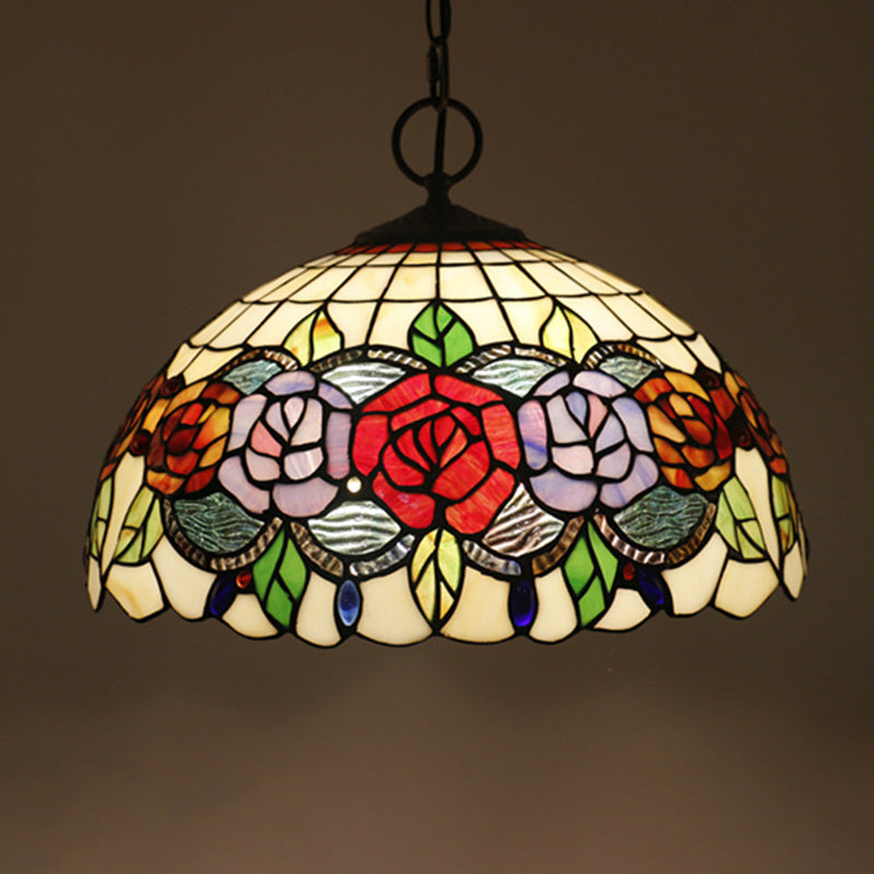 Lámpara de colgante de vidrio cortado en el tazón victoriano victoriano de 3 luces para el techo colgante para el comedor