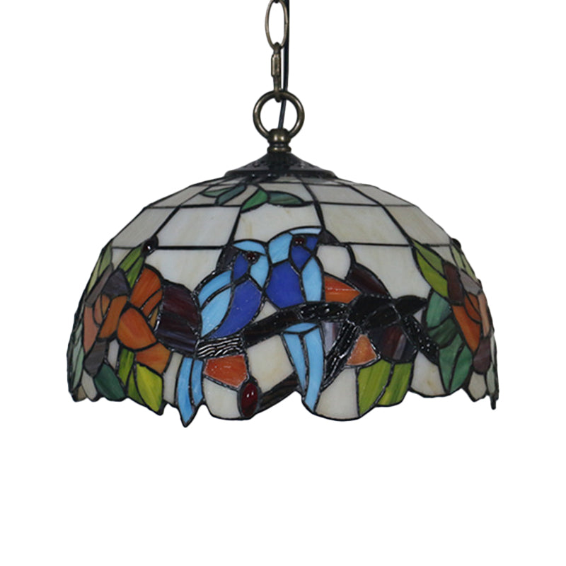 1-bulb eetkamer drop lamp tiffany zwart bloemen patroon hanger lichtkit met koepel handgesneden glazen schaduw