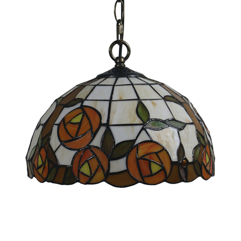 1-bulb eetkamer drop lamp tiffany zwart bloemen patroon hanger lichtkit met koepel handgesneden glazen schaduw