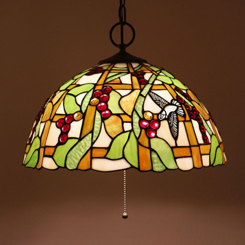 Lustre noir en verre artisanal 3 lumières 3 lampes pendantes méditerranéennes avec motif végétal