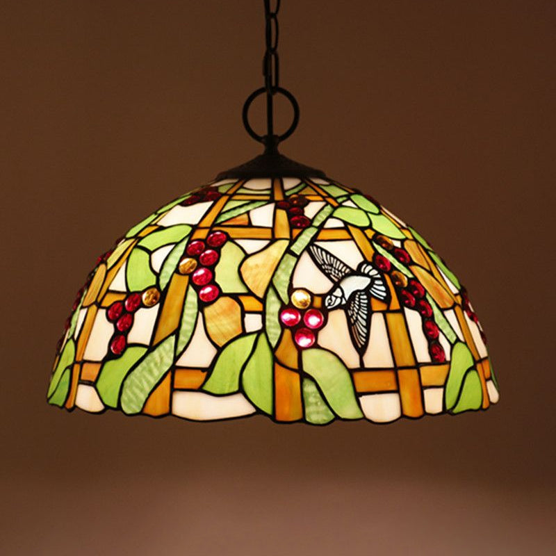 Lustre noir en verre artisanal 3 lumières 3 lampes pendantes méditerranéennes avec motif végétal