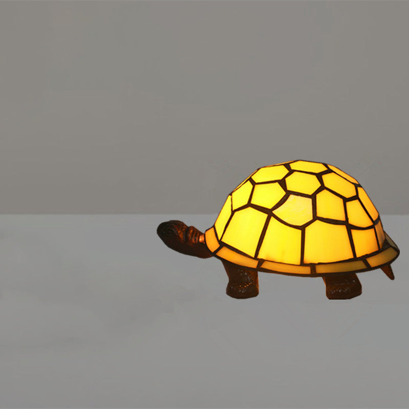1 Bulb Turtle Shaped Table Lamp Baroque Stained Art Glass Night Light for Children Bedroom