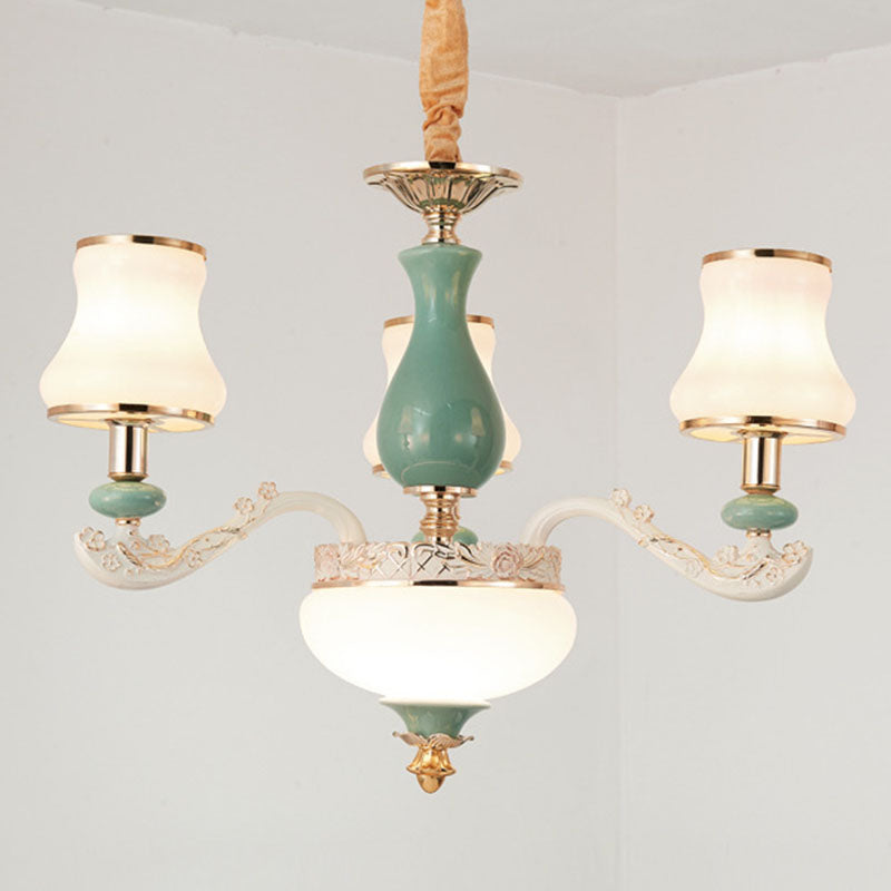 Illuminata sospensione in vetro glassata illuminazione moderna ceramica bianca lampadario per soggiorno