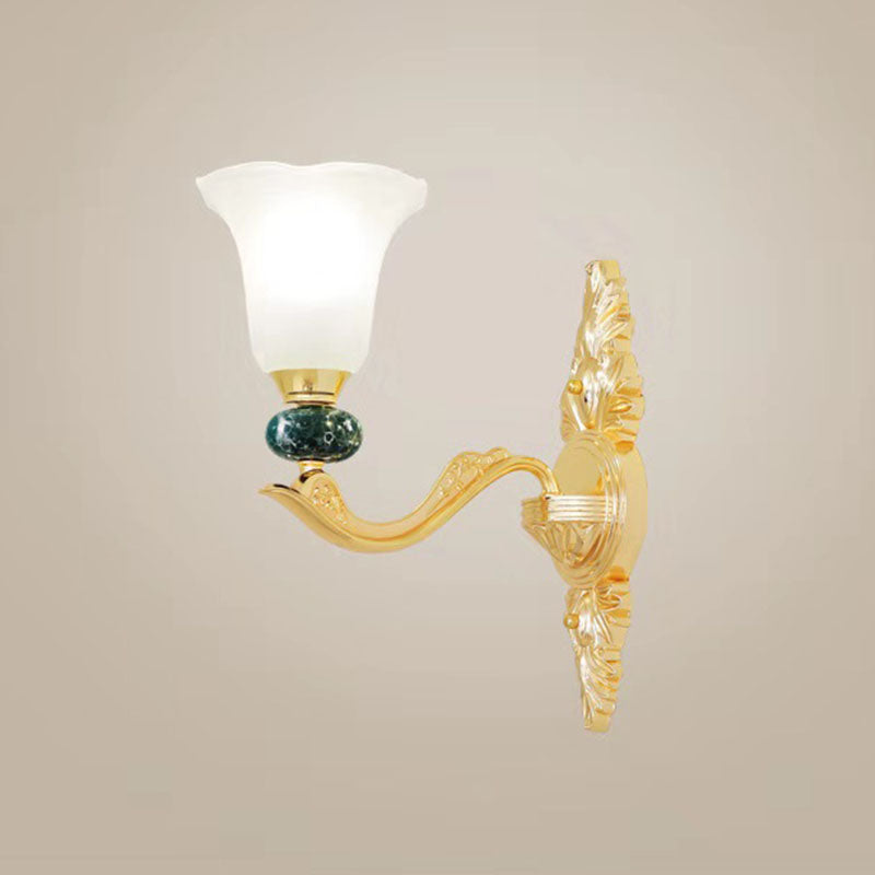 Frosted Glass Morning Glory Hanging Lamp Minimal Chandelier Light Fixture for Living Room