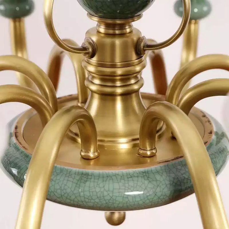 Curvas de vidrio esmerilado Ligero de techo moderno en verde para sala de estar