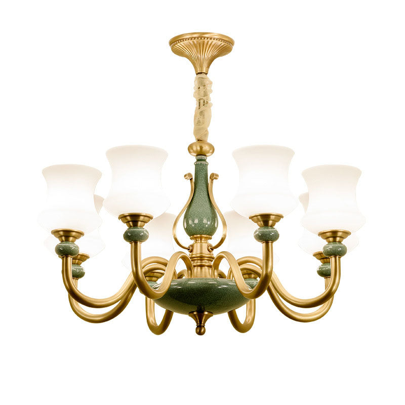 Lámpara colgante de sala de estar cónica vidrio esmerilado accesorio de iluminación de lámpara minimalista en verde