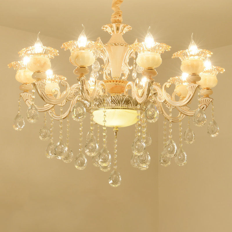 Lampada lampada petalo oro lampada sospensione di giada contemporanea con drappeggio cristallino