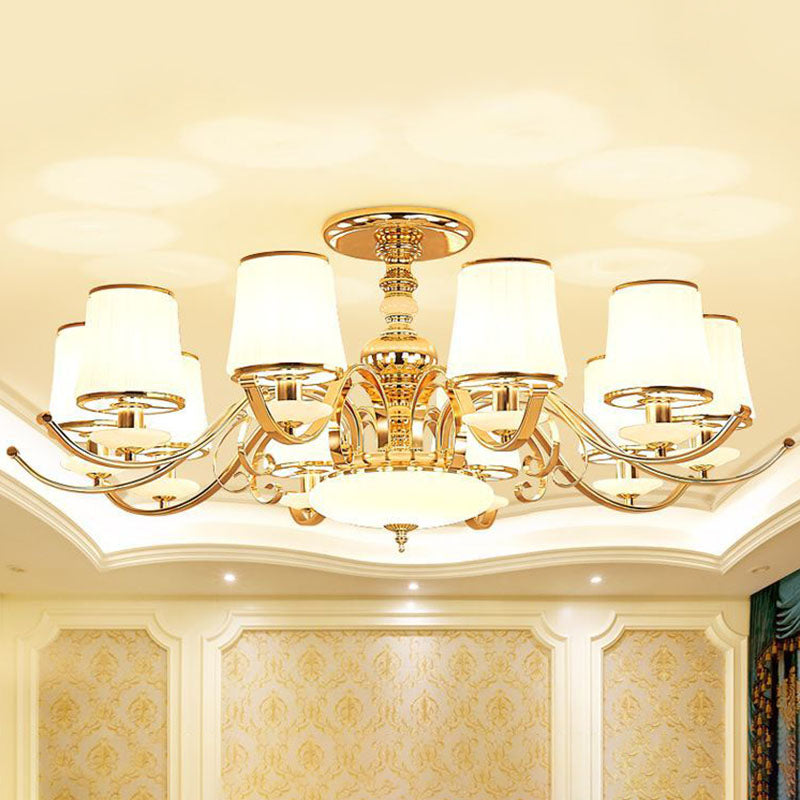 Lámpara de lámpara cónica Camiseta crema simple sala de estar colgante colgante en oro