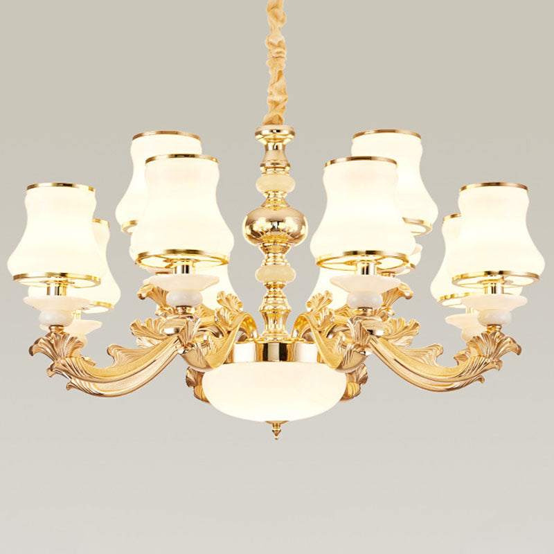 Lámpara de lámpara curva de vidrio opalino lámpara de suspensión de techo simple para sala de estar