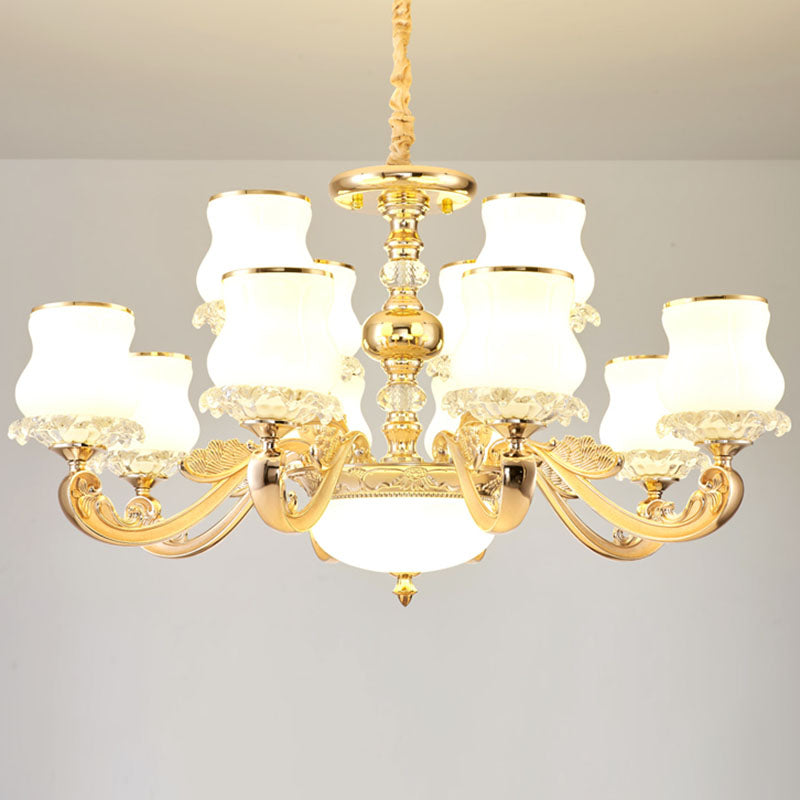 Calabaza Kit de luz colgante de vidrio modernidad Candelera de oro de oro para sala de estar