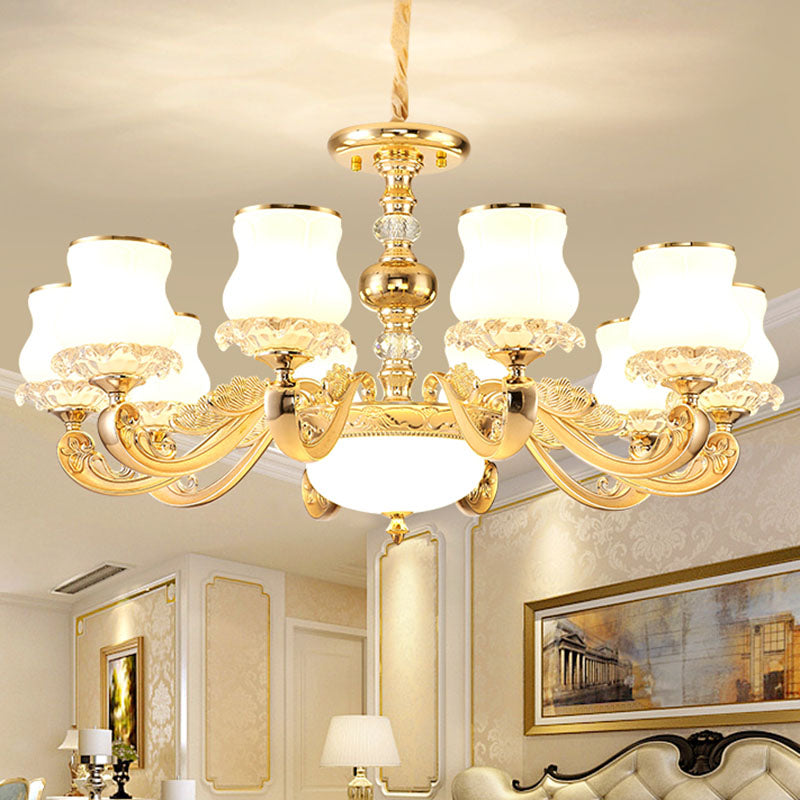 Calabaza Kit de luz colgante de vidrio modernidad Candelera de oro de oro para sala de estar