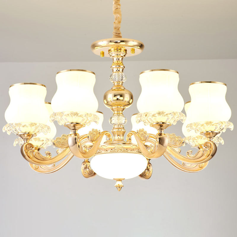 Calabaza Kit de luz colgante de vidrio modernidad Candelera de oro de oro para sala de estar