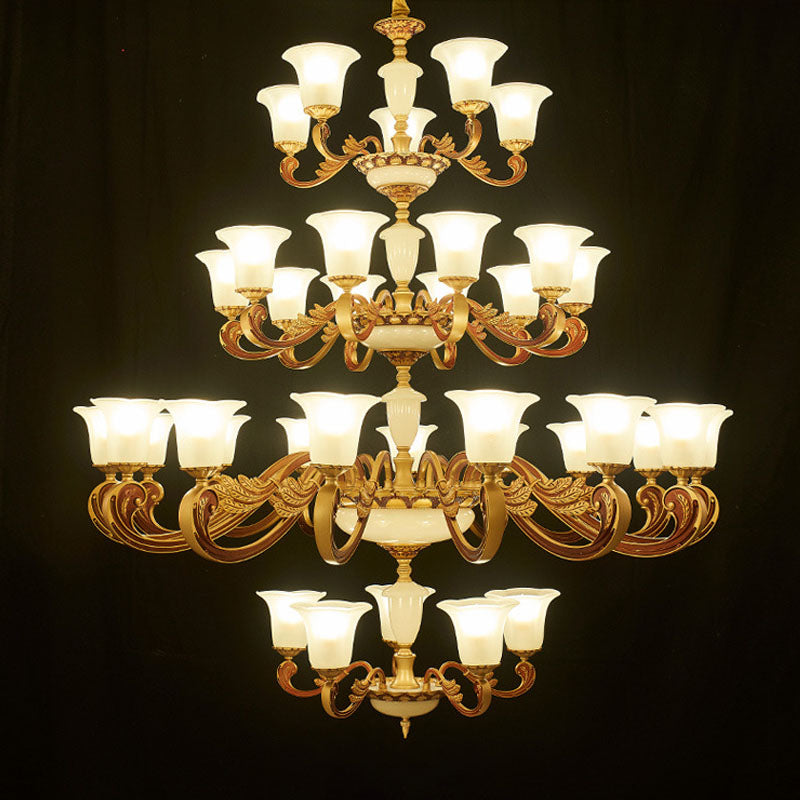 Morning Glory Glass Glass Chandelier Modernist Gold Pends Lighting Fexecture para dormitorio