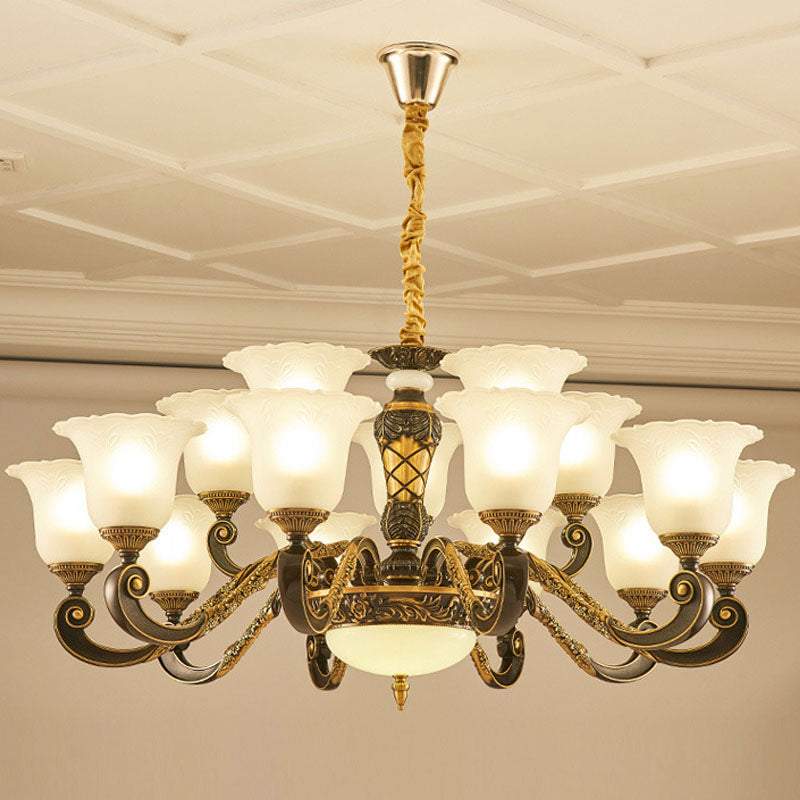 Iluminación de la lámpara de campana simplicidad con esmalte de vidrio acanalado