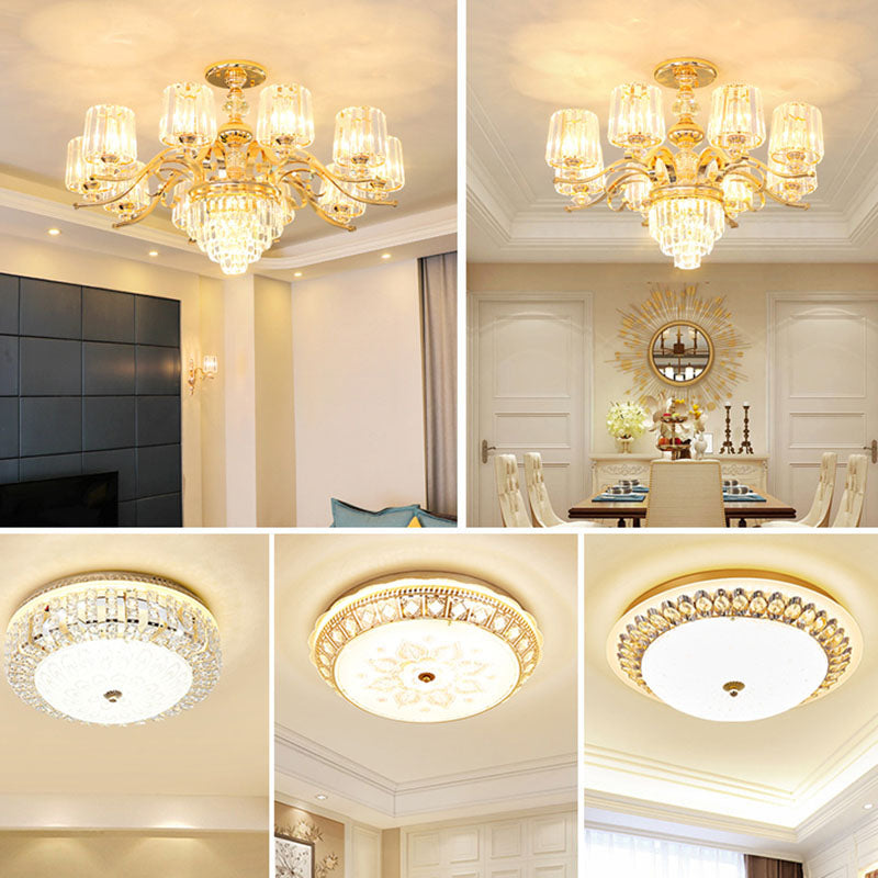 Lampada lampada a cilindri in cristallo trasparente Modernità Apparecchio di illuminazione a sospensione in oro