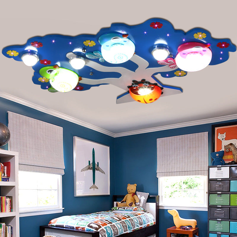 Vogelslaapkamer inbouw armatuur hars LED cartoon plafondlamp met boomdecor