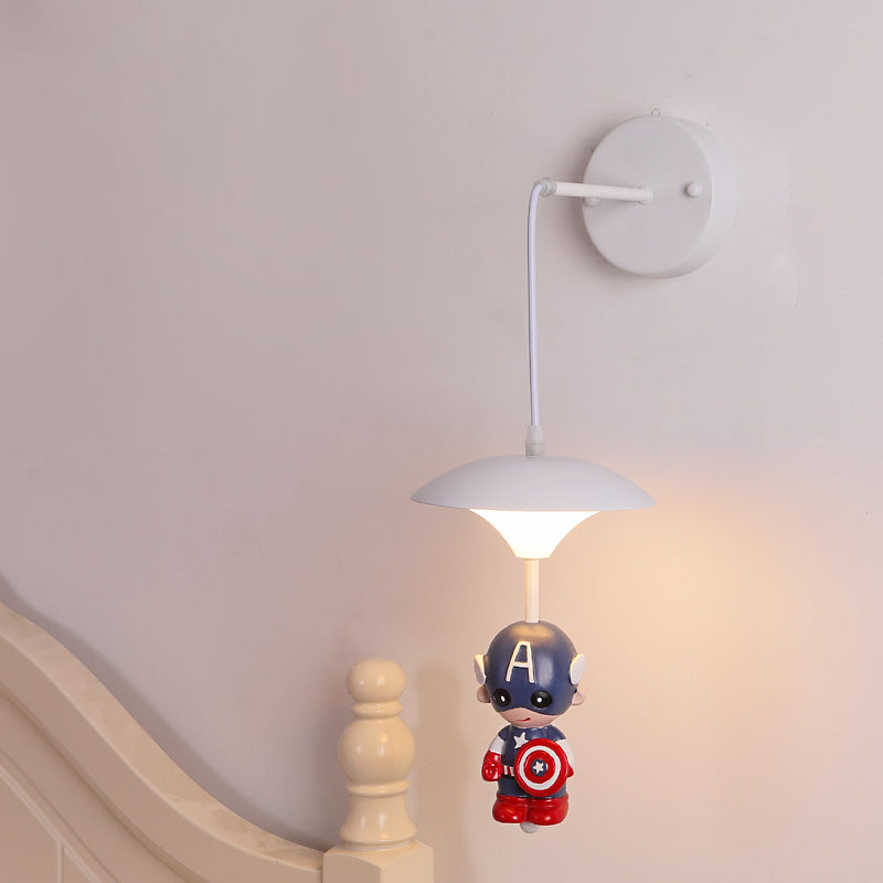 Mushroom Shade Wall Light Kid Kid LED acrilico Lampada montata a parete bianca con decorazione dei cartoni animati