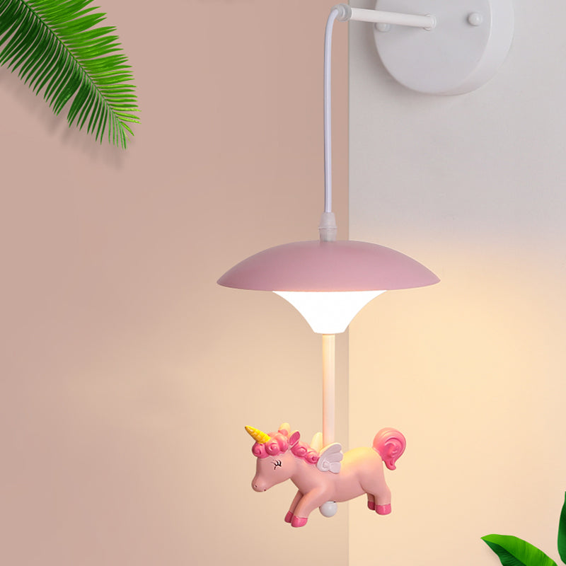 Mushroom Shade Wall Light Kid Kid LED acrilico Lampada montata a parete bianca con decorazione dei cartoni animati