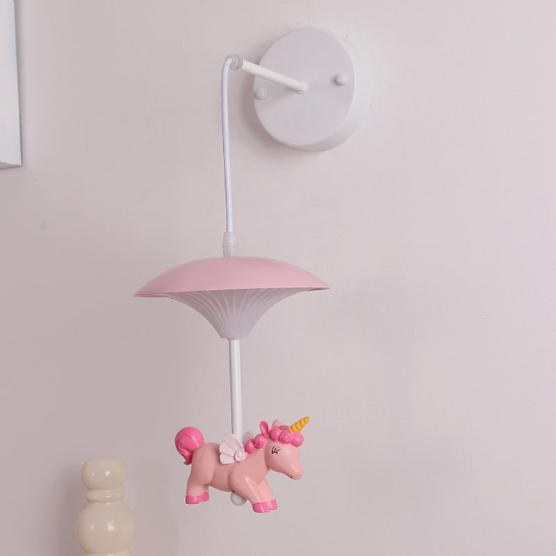 Mushroom Shade Wall Light Kid Kid LED acrilico Lampada montata a parete bianca con decorazione dei cartoni animati
