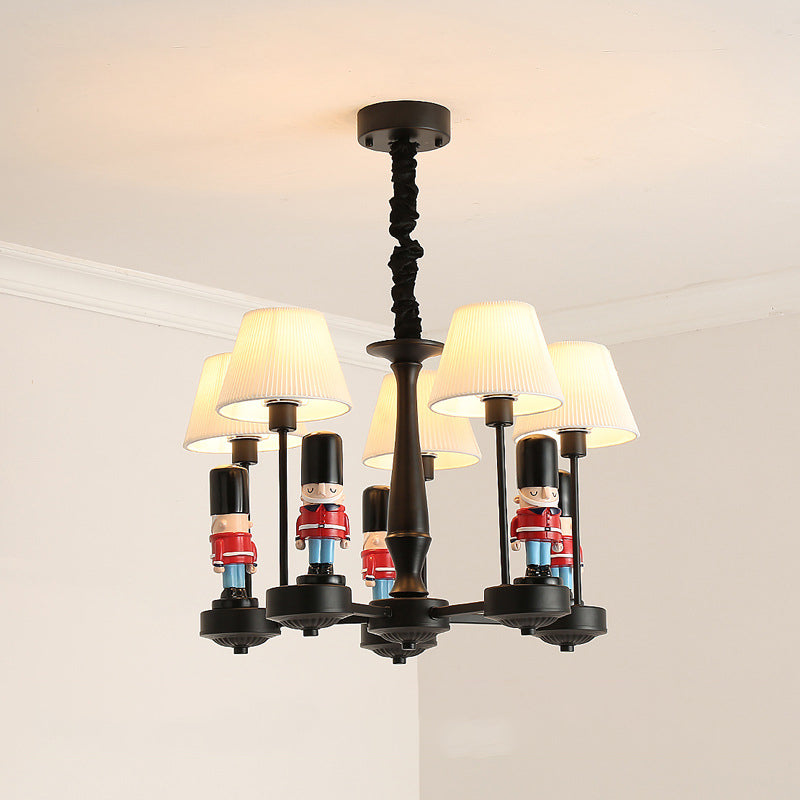 Impero Shade Chandelier Light Cartoon Tessuto Cartone animato Luce appesa con figurina per camera da letto