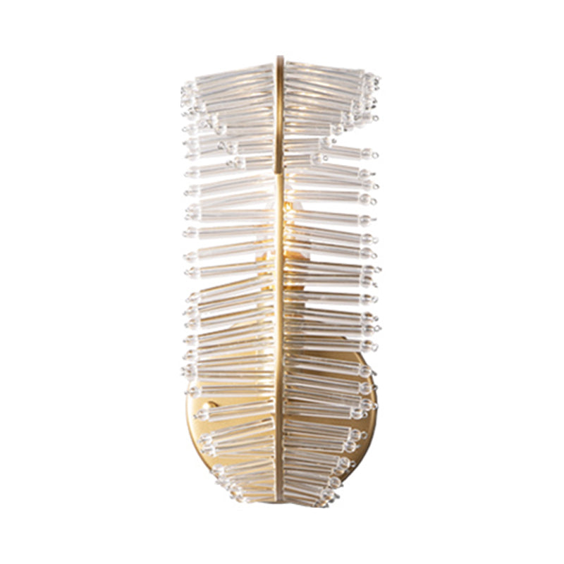 Banana Leaf Crystal Rod Wall Light Fixture Vintage 1/3 Lights Corridor Sconce Light in Gold
