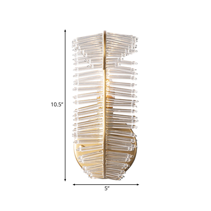 Banana Leaf Crystal Rod Wall Light Fixture Vintage 1/3 Lights Corridor Sconce Light in Gold
