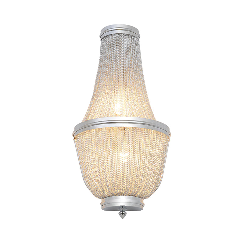 Empire Bedroom Wall Light Traditional Crystal Bead 1 Light Silver/Coffee Sconce Light Fixture