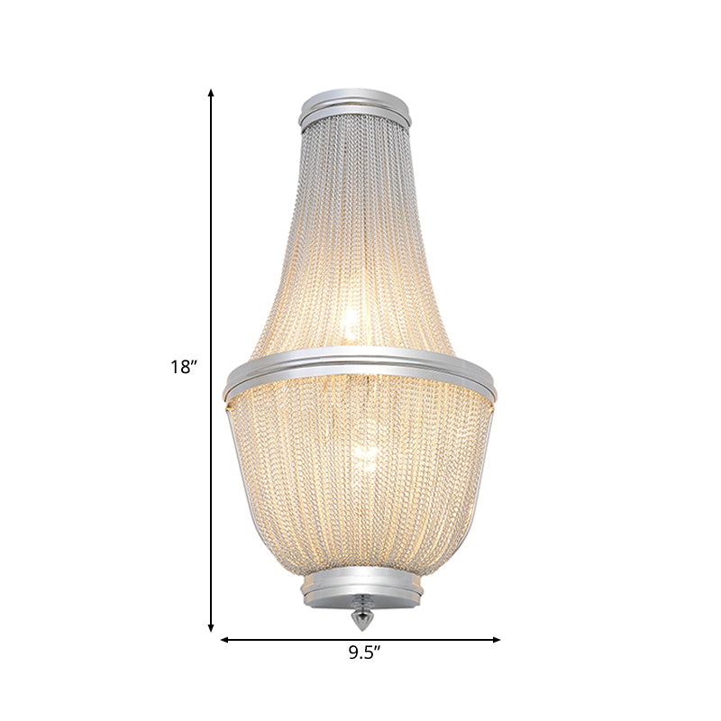 Empire Bedroom Wall Light Traditional Crystal Bead 1 Light Silver/Coffee Sconce Light Fixture