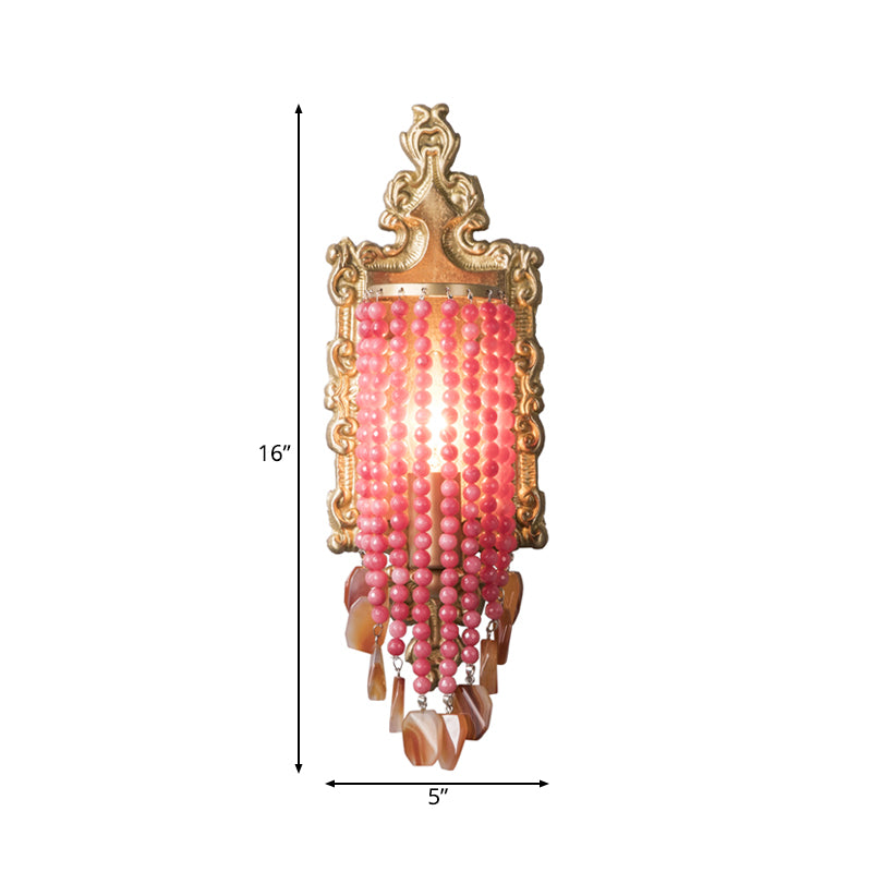 Roze kralen wand gemonteerd licht vintage kristalstrand 1 lichte bedwandsconstructie licht