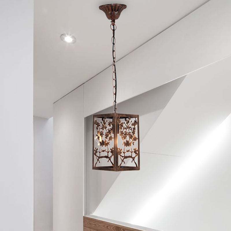Roest pompoen/sneeuw/tak hanglamp plafondlicht traditioneel metaal 1 licht woonkamer hangende lamp met kooi
