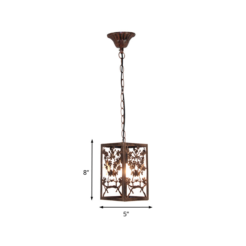 Roest pompoen/sneeuw/tak hanglamp plafondlicht traditioneel metaal 1 licht woonkamer hangende lamp met kooi