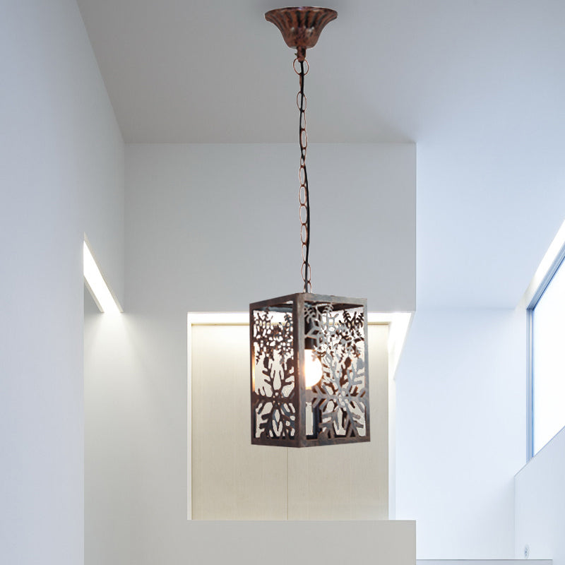 Rustumpkin/neve/ramo del soffitto a sospensione Luce tradizionale in metallo tradizionale 1 soggiorno lampada sospesa con gabbia