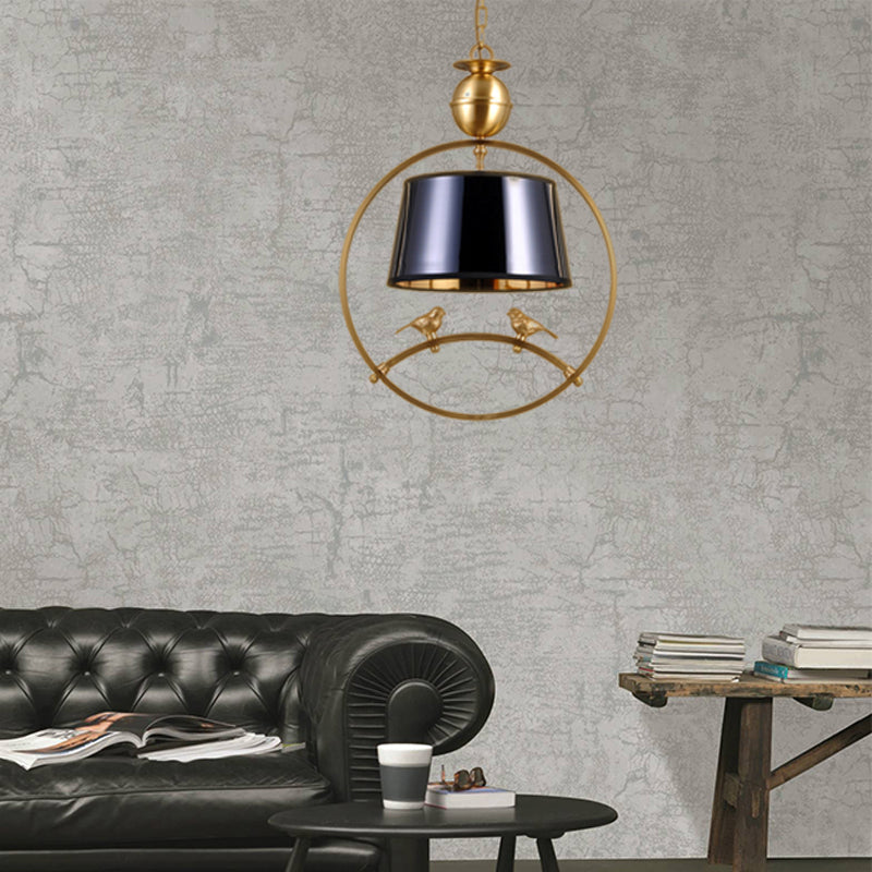 Fabric Conical Pendant Light Traditional 1 Light Living Room Hanging Ceiling Light in White/Black/Red