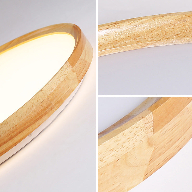 Plafonnier encastré LED rond en bois beige contemporain pour salon