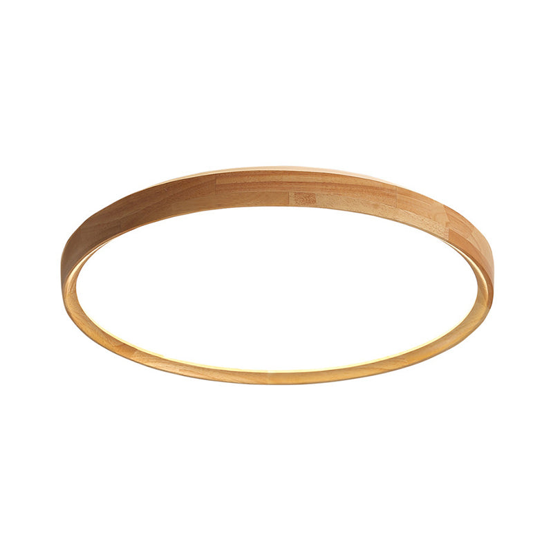 Plafonnier encastré LED rond en bois beige contemporain pour salon