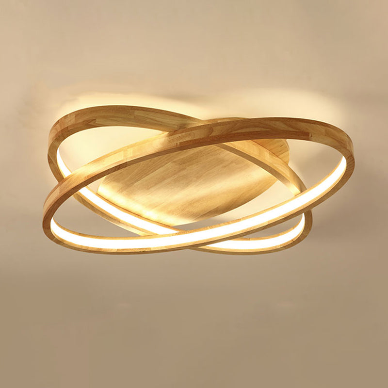 Legno Ellipse LED Flush Monte Contemporary Beige Flushmount Massimale Luce per Living Room