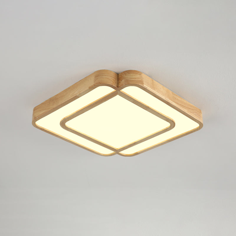 Lampada da incasso a LED per camera da letto a forma di diamante Lampada da incasso semplice in legno in beige
