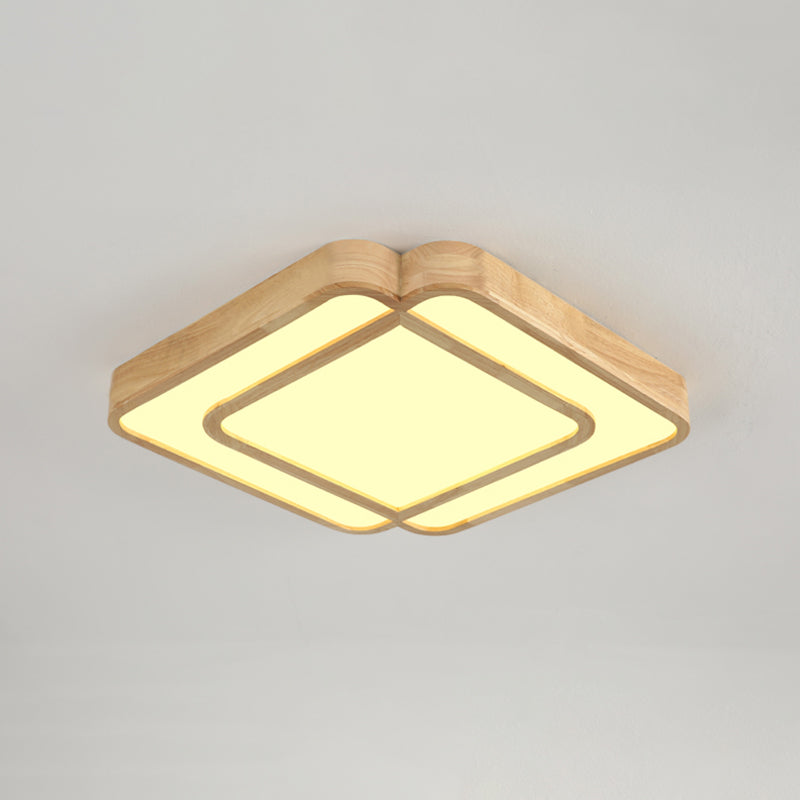 Lampada da incasso a LED per camera da letto a forma di diamante Lampada da incasso semplice in legno in beige