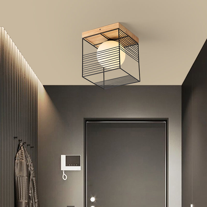 Moderno Vaciado geométrico de la luz de madera del techo de la luz del techo de la luz del techo con sombra acrílica, Beige