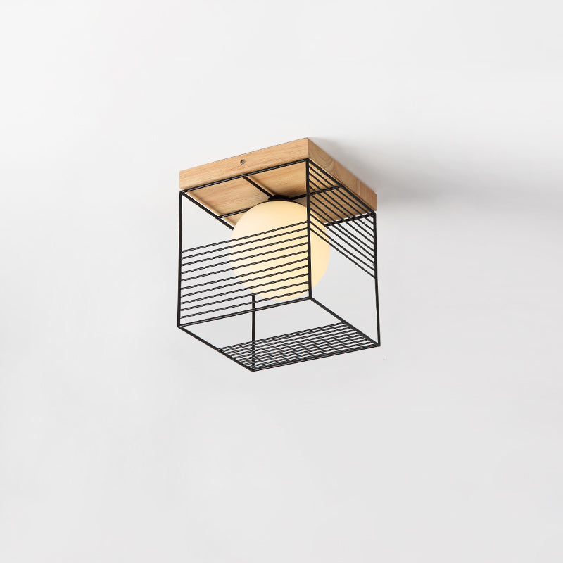 Moderno Vaciado geométrico de la luz de madera del techo de la luz del techo de la luz del techo con sombra acrílica, Beige