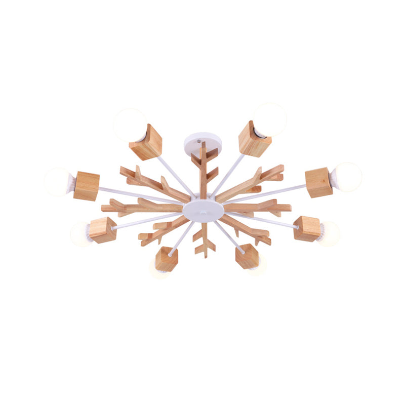 Takken Houten semi-inbouwlamp Nordic Beige LED-plafondlamp Inbouw voor slaapkamer
