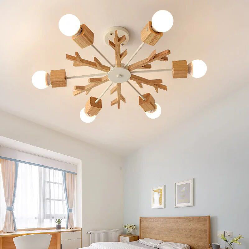 Takken Houten semi-inbouwlamp Nordic Beige LED-plafondlamp Inbouw voor slaapkamer