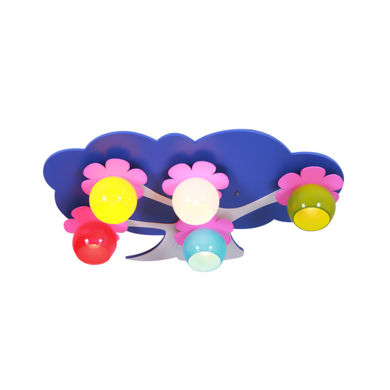 Lovely Cartoon Tree Ceiling Mount Light 5 Lights Acrylic LED Ceiling Lamp for Nursing Room