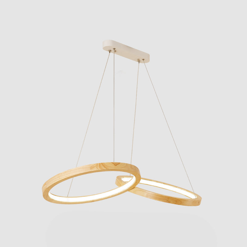 Ringförmige hölzerne Kronleuchter Licht moderne LED Beige hängende Deckenleuchte für Esszimmer